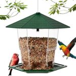 Gbekery Metal Bird Feeder for Outdoors – Hanging Weather-Resistant Wild Bird Feeder with 360° Feeding Tray | Garden Bird Feeder (Green)