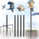 Gtongoko Smart Bird Feeder Pole (79 Inch) – Heavy Duty 1-Inch Metal Mounting Kit | Adjustable Outdoor Bird Feeder Stand for Bluebird House, Weather Resistant (Black)