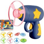 BABORUI Cat Toy Disc Launcher – Rechargeable Interactive Flying Disc Fetch Toy with 8 Discs | Indoor Cat Enrichment Toy for Kittens & Adult Cats (Yellow)