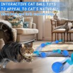 BABORUI Interactive Cat Toy Ball – Automatic Motion Cat Enrichment Toy with 3 Tail Accessories & 2 Speed Modes | Rechargeable Indoor Cat Toy for Small, Medium & Large Cats (Blue)