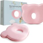Soft & Breathable Baby Pillow – Memory Foam Bear Design (Pink) | Ergonomic Infant Head Support Cushion for Comfortable Sleep & Healthy Spine Alignment